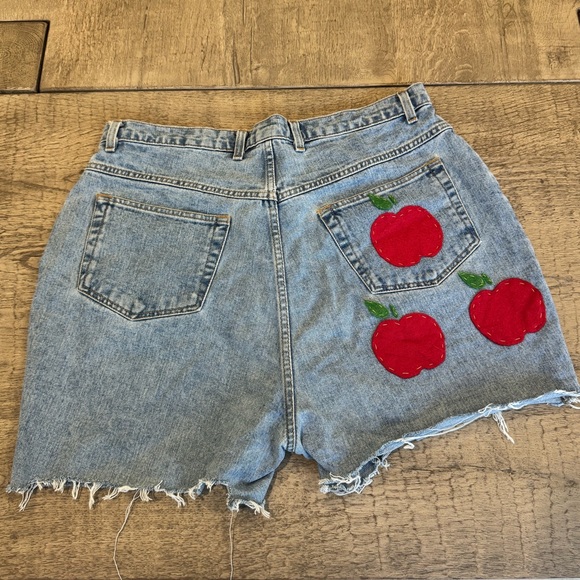 Just My Size Pants - Just My Size Denim Co Apple Patch Cutoff Shorts Vintage Cottagecore Denim